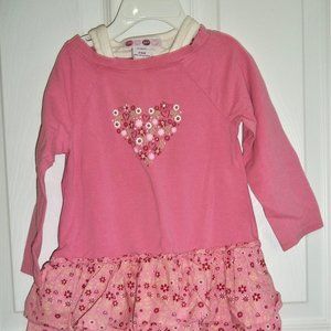 Baby Girls size 24 months Who Do You Love pink ruffle long sleeves dress